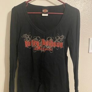 Harley-Davidson Black and Red Long Sleeve Tee